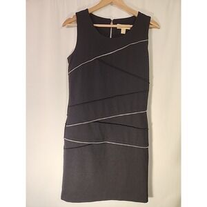Michael Kors Black Sleeveless Zipper Sheath‎ Dress Modern Edgy Metal Womens 4